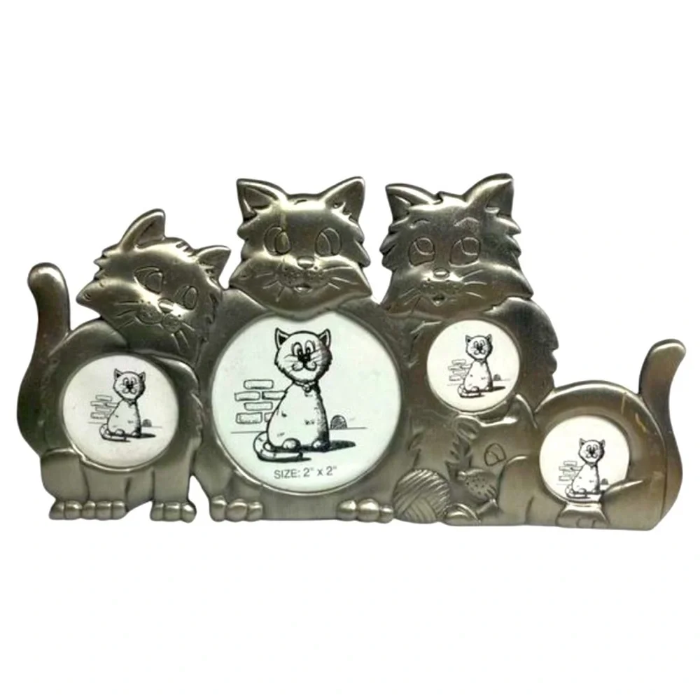 Vintage 90s / Y2K Silver Tone Multi Picture Cat Frame - kitty lovers